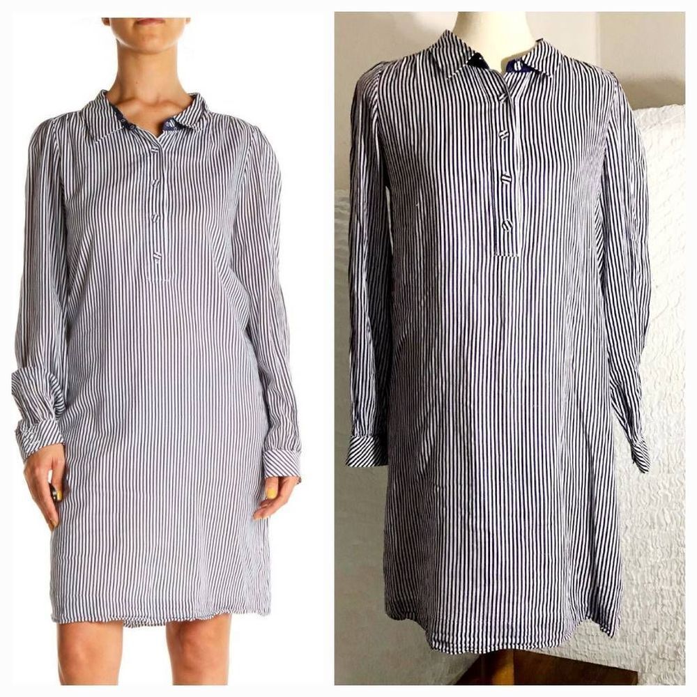 Lilly Pulitzer Blue Striped Long Sleeve Shirt Dress Size 4
